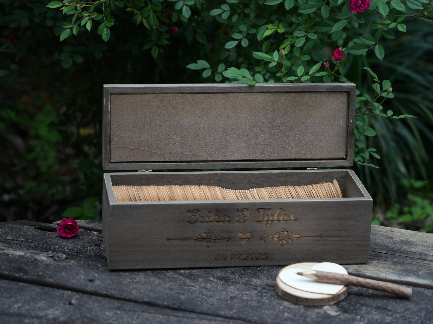 Personalized Wooden Wedding Guest Book With Pen And Box,Wedding Reception Book,Wedding Keepsake,Engagement And Anniversary Scrapbook