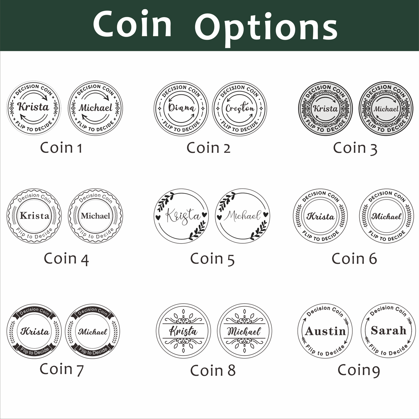 Personalized Decision Coin Gift - Custom Flip Coin for Couples, Handmade Brass Coin for Him or Her,Funny Anniversary Gift – Date Night Idea