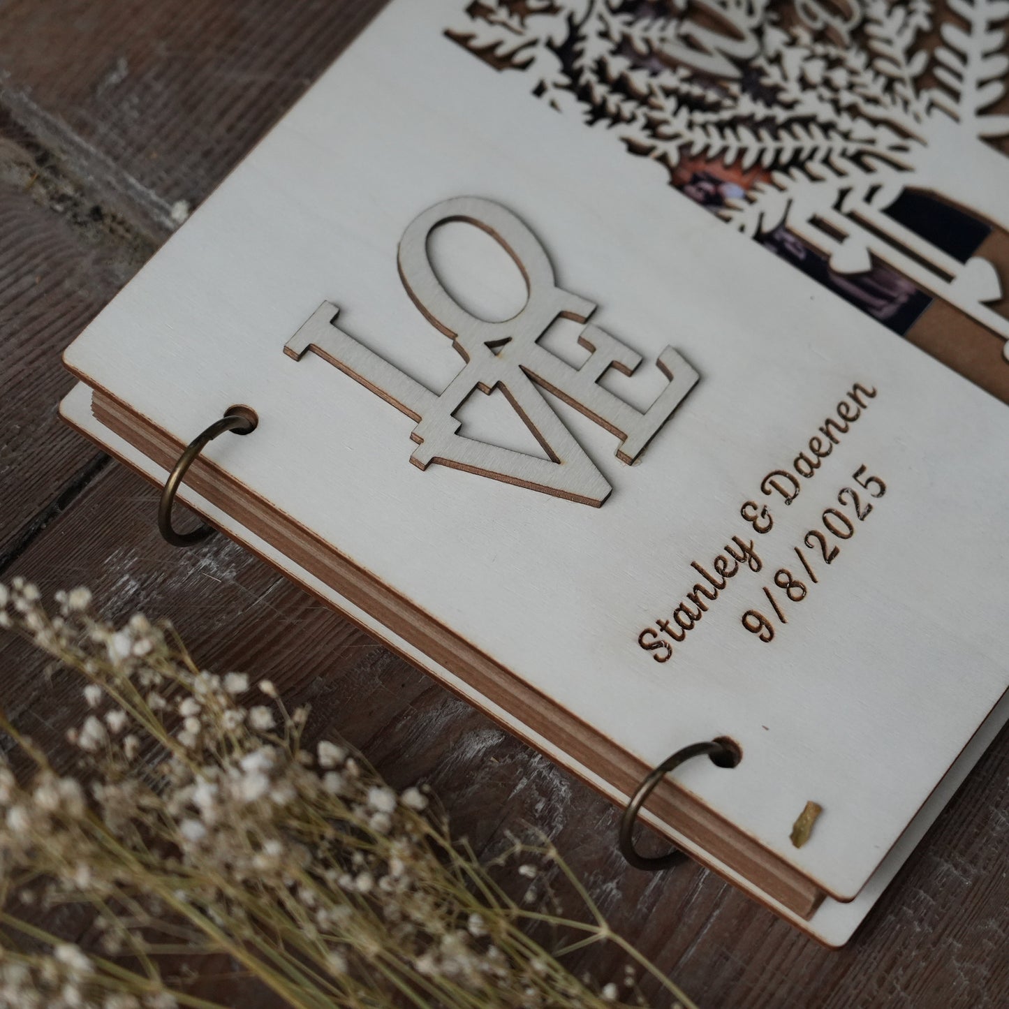 Personalized Wooden Wedding Guest Book,Elegant Wooden Wedding Keepsake,Memory Album,Custom Rustic Sign Book for Reception