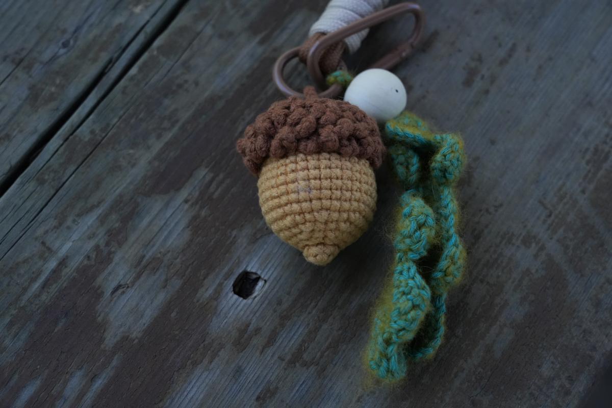 Handmade Crochet Acorn Keychain, Woodland Fall Holiday Charm, Rustic Autumn Backpack & Purse Accessory, Cute Nature Inspired Seasonal Gift