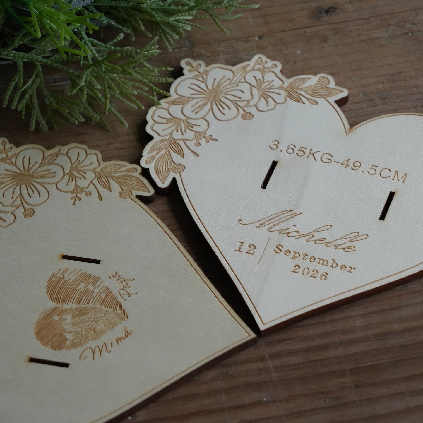 Personalized Baby Maternity Bracelet Holder, Wooden Heart Keepsake,Souvenir For Birth,Birth Gift Idea, Baby Information Support,Newborn Photo Souvenir