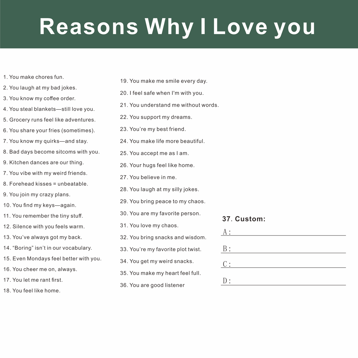 Reasons I Love You,Personalized Puzzle Gift With Box,Gift for Her, Anniversary Gift For Couple, Romantic Gift,I Love You Puzzle