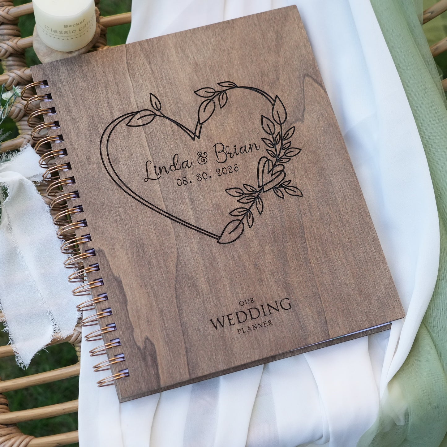 Wedding Planner Organizer Book Wedding Planner Book for Bride and Wood Cover, 12 Mouths to the Big Day