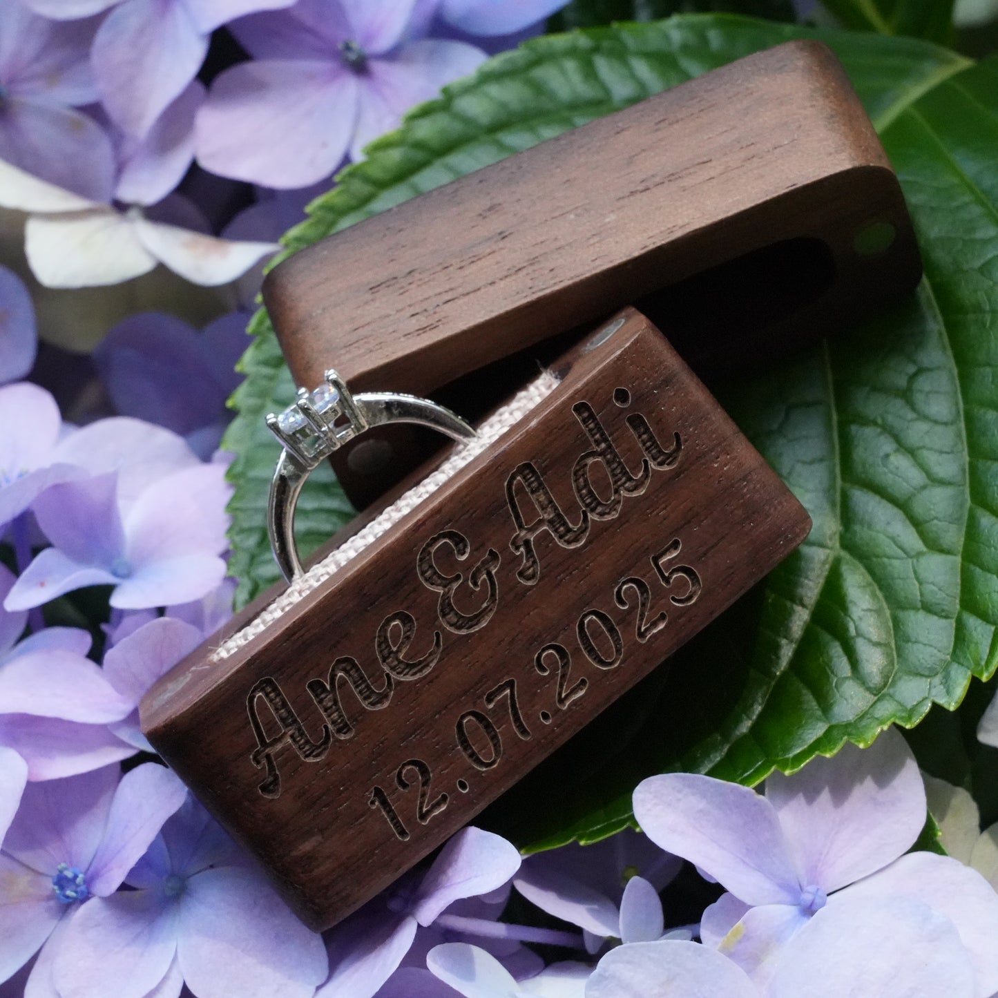 Personalized Mini Wooden Wedding Ring Box,Ceremony Column Shaped Ring Box,Engraved Engagement Holder, Wedding Ring Bearer Gift