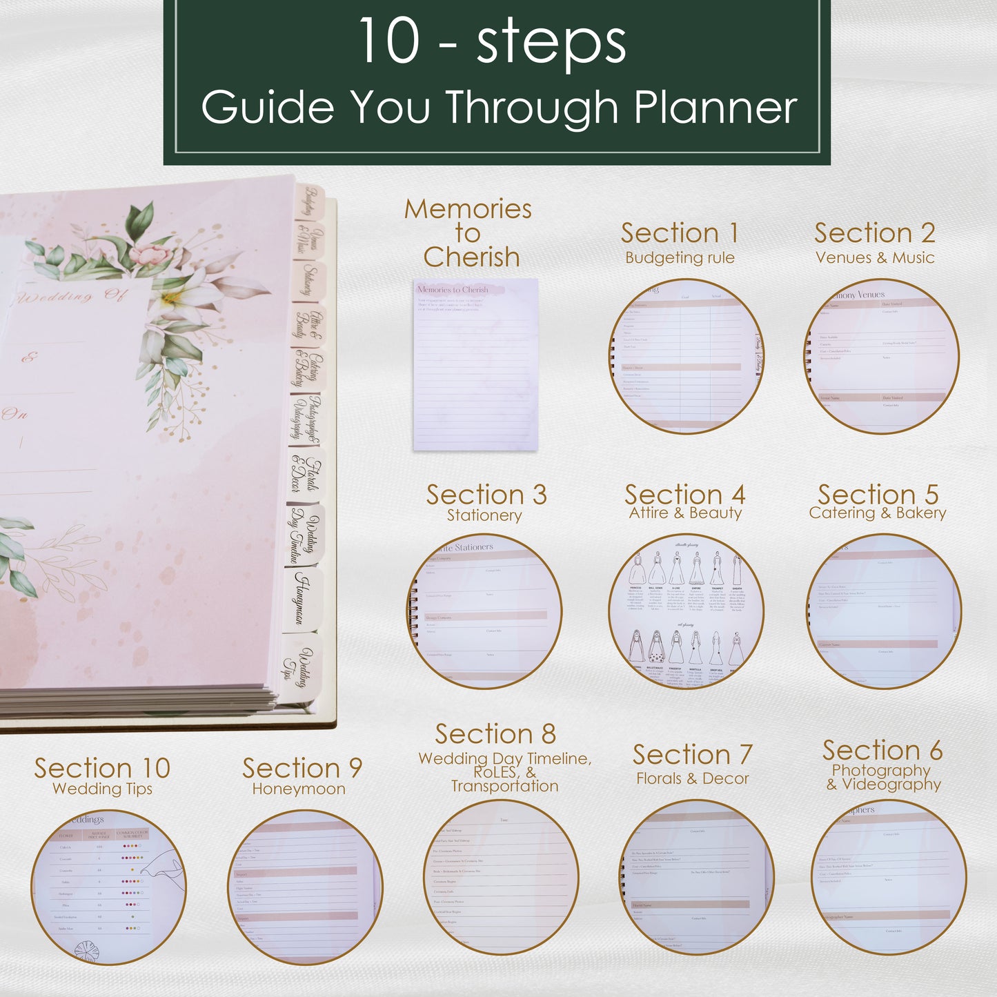 Wedding Planner Book & Organizer Personalized，Wedding Book Planner for Itinerary ， Engagement Gift for Bride, Wedding Book Party Checklist