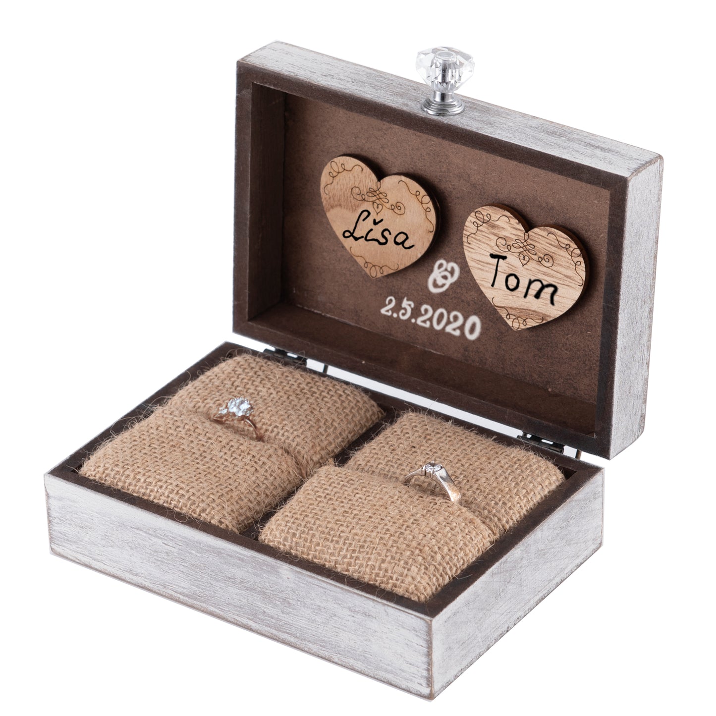 Personalized Wedding Ring Box,Wedding Ceremony Square Ring Box,Bridal Gift For Her,Couple Anniversary Gift,Proposal or Engagement Ring Box Gift