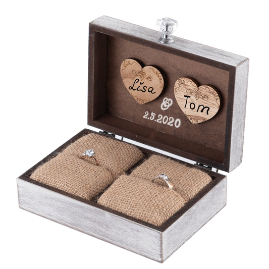 Personalized Wedding Ring Box,Wedding Ceremony Square Ring Box,Bridal Gift For Her,Couple Anniversary Gift,Proposal or Engagement Ring Box Gift