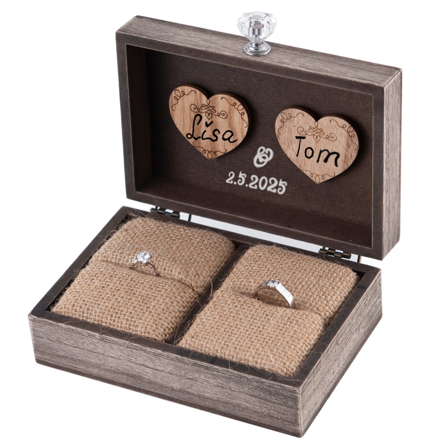 Personalized Wedding Ring Box,Wedding Ceremony Square Ring Box,Bridal Gift For Her,Couple Anniversary Gift,Proposal or Engagement Ring Box Gift
