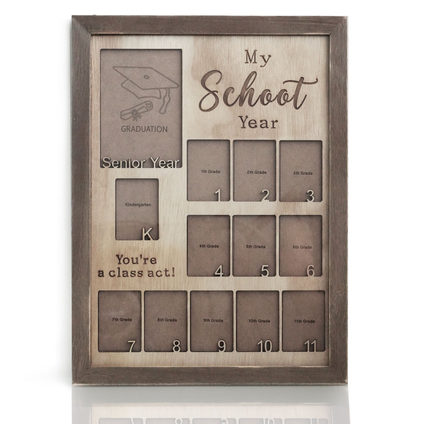 Personalized School Years Photo Frame,Display  Graduation Memory Board,Pre K-12 Grade School  Picture Frame,School Photo Keepsake