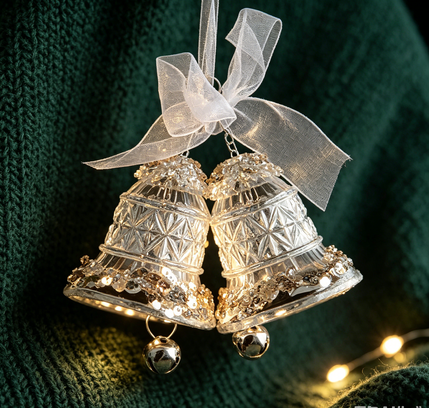 Clear Acrylic Christmas Ornaments with Champagne Gold Sequin, 6 Styles Faux Crystal Hanging Decor with White Ribbon, Snowflake Tree Reindeer Butterfly Xmas Tree Decor