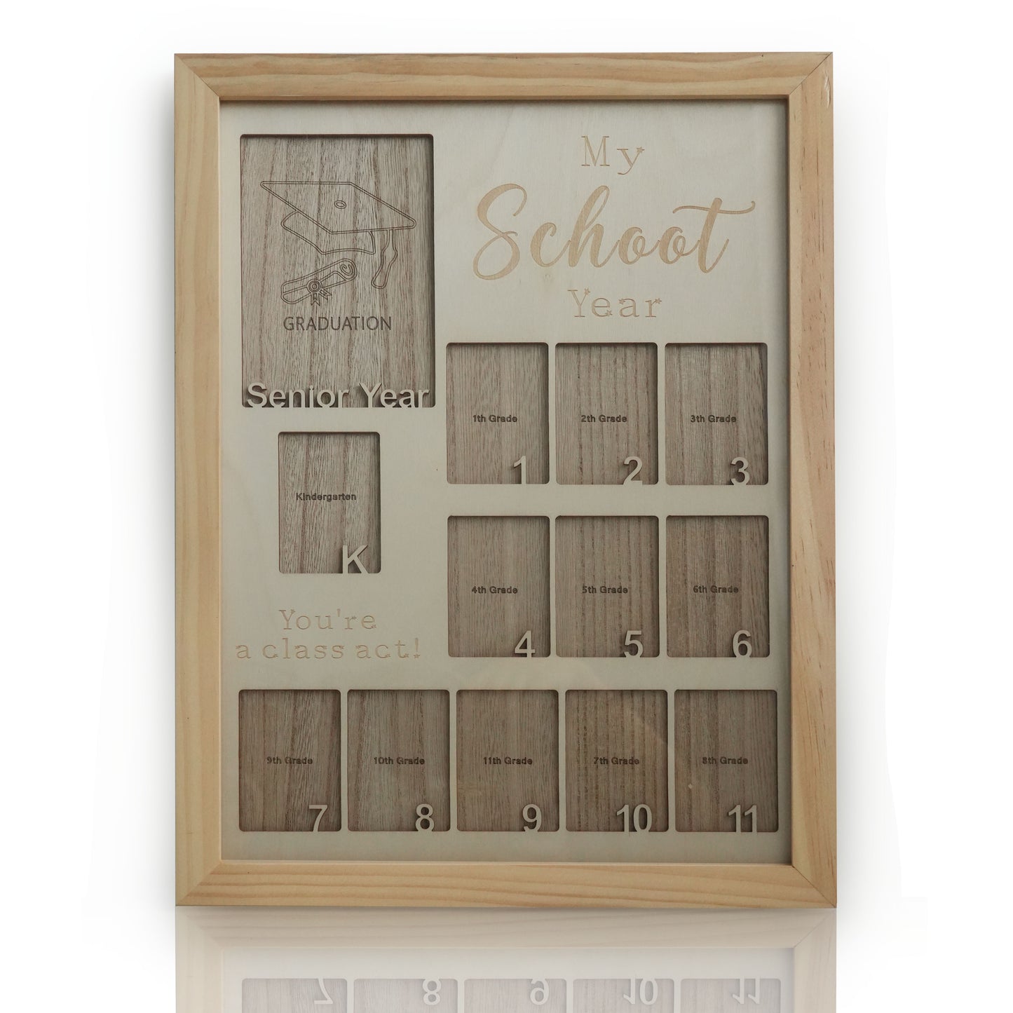 Personalized School Years Photo Frame,Grade School  Picture Frame,Pre K to Graduation School Picture Frame, Graduation Gift