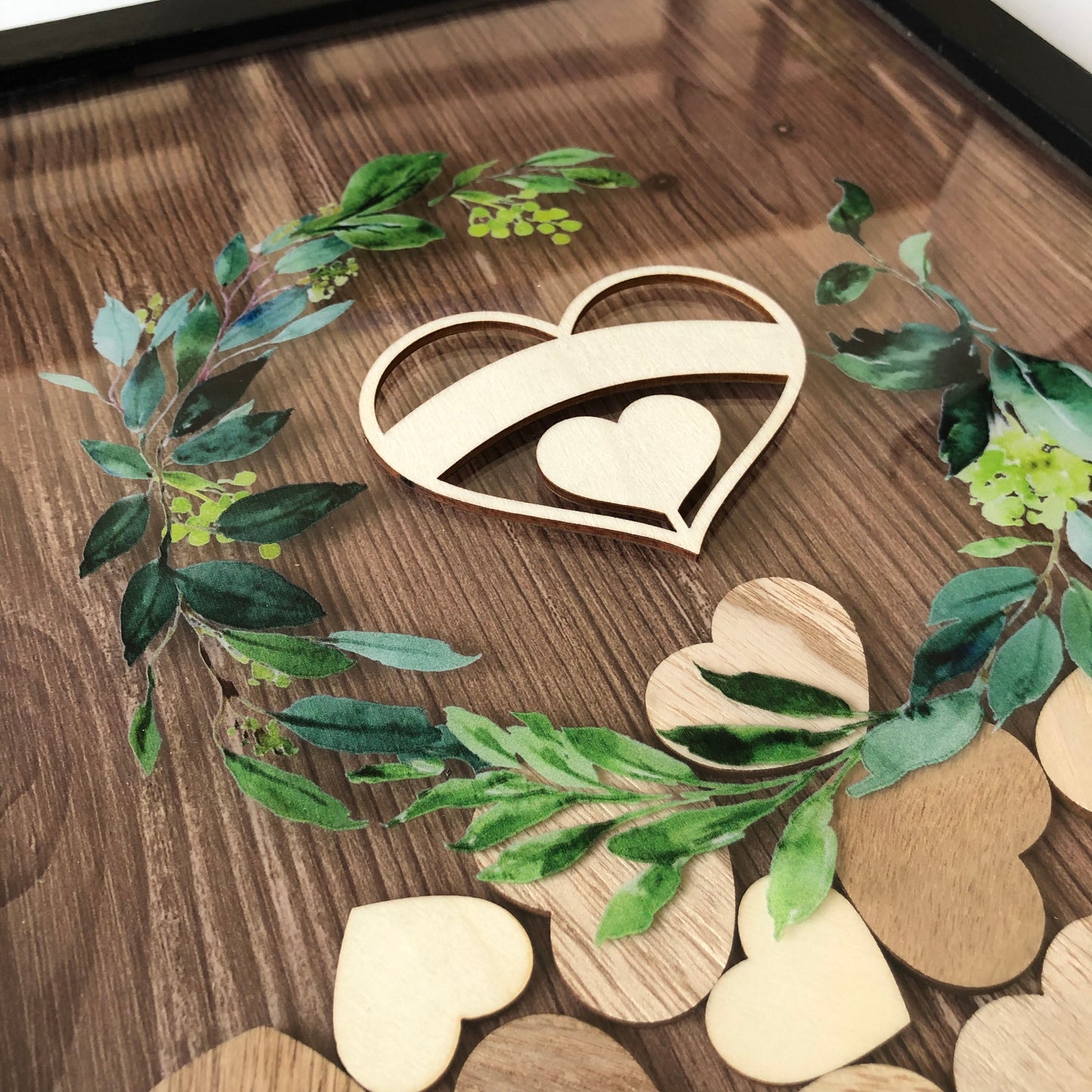 Personalized Acrylic Wedding Guest Book With Garland, Wedding Sign Bundle Set Of Guestbook,Rustic Heart Drop Box,Gift For Couple