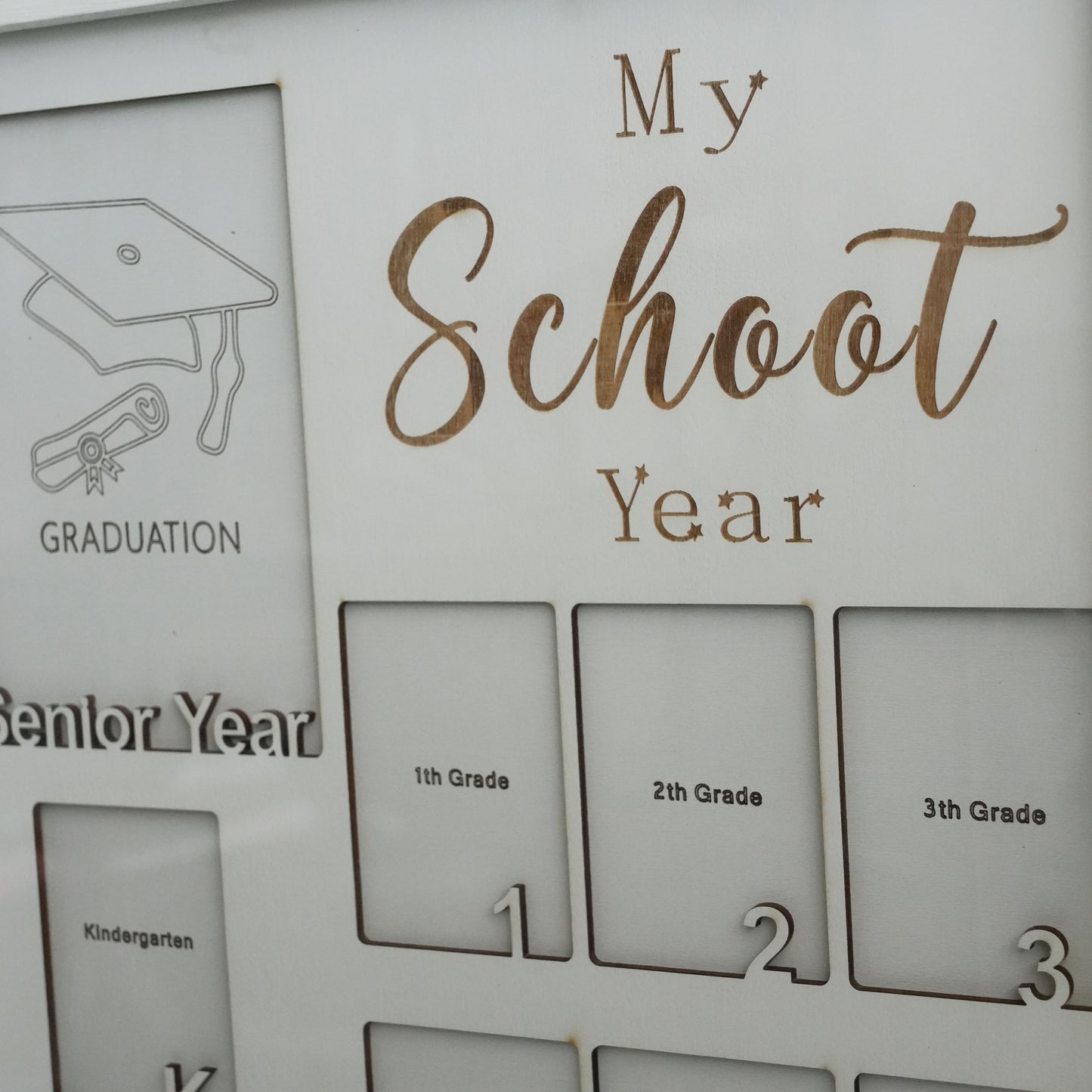Personalized School Years Photo Frame,Pre K-12  Grade School Picture Frame,School Photo Keepsake, Display Graduation Memory Board