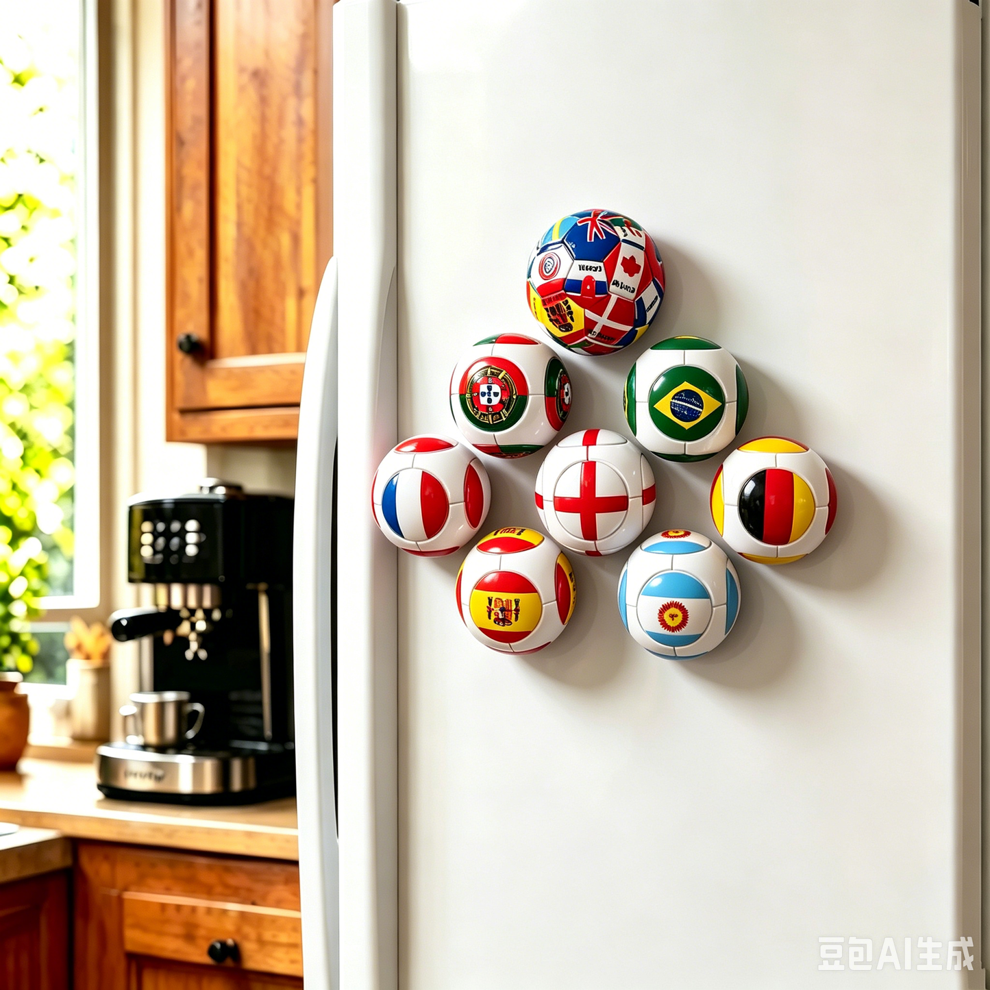 3D Half Soccer Ball Refrigerator Magnets, 3 Styles Black White Swirl World Flags Glossy Sports Magnets, Decorative Fridge Magnets for Kitchen Office Soccer Fan Gift