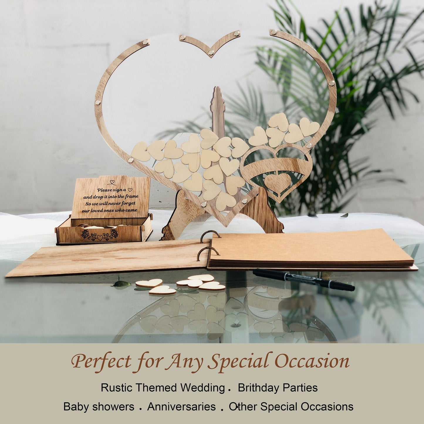 Personalized Heart Wedding Guest Book With Love Puzzle,Guestbook Alternative,Heart Shaped Wedding  Guest Signature Frame