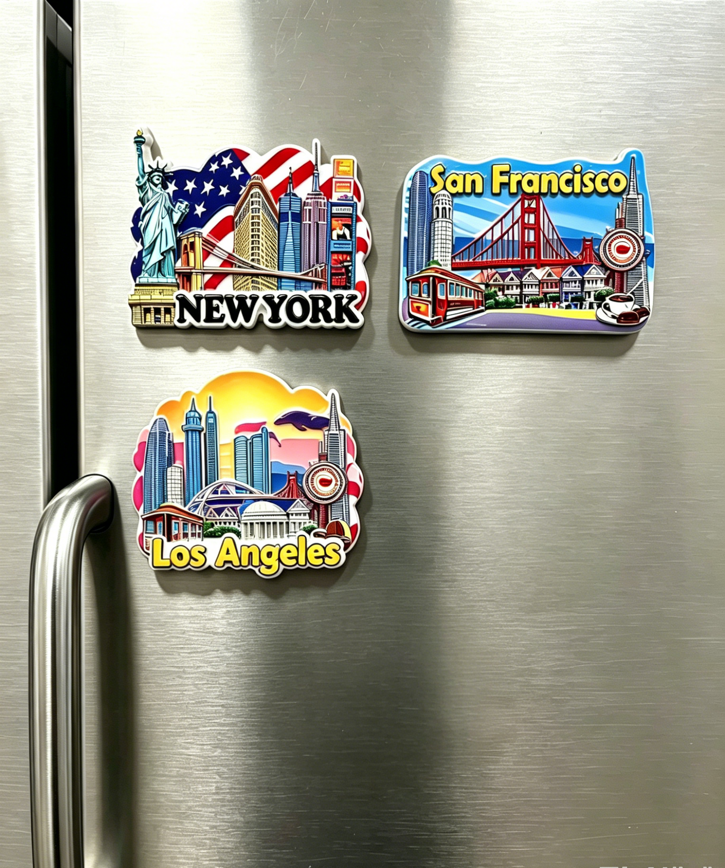 US City Travel Magnets Set, 3D Embossed Resin Fridge Magnets Hawaii Miami Las Vegas DC LA San Francisco, Glossy Travel Souvenir Magnets for Collection Gift Kitchen Office Decor