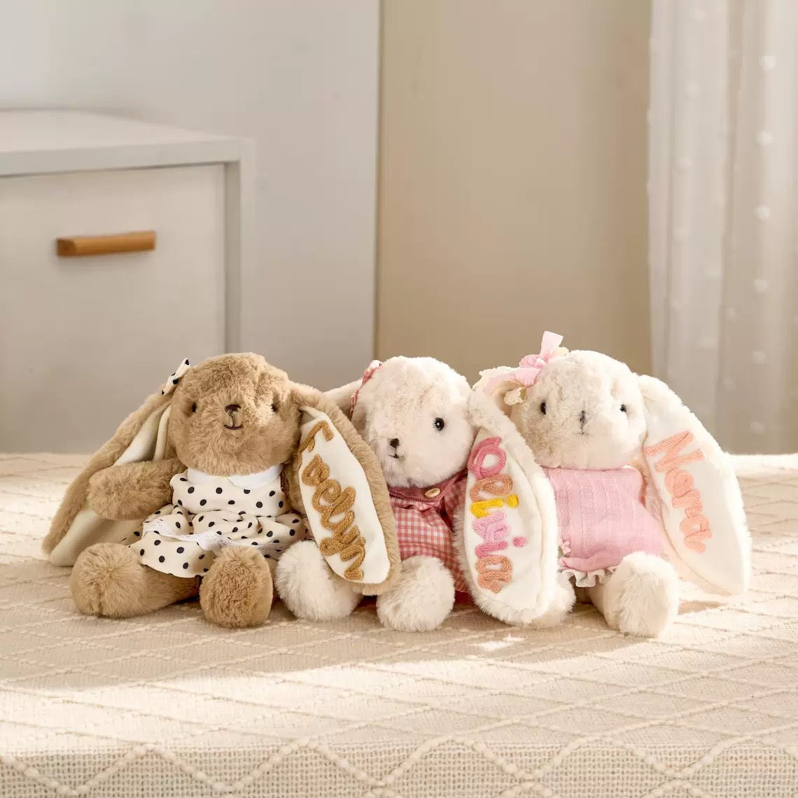 Personalized Plush Bunny Toy with Custom Embroidered Name - Soft Stuffed Animal Girl's Gift & Nursery Decor