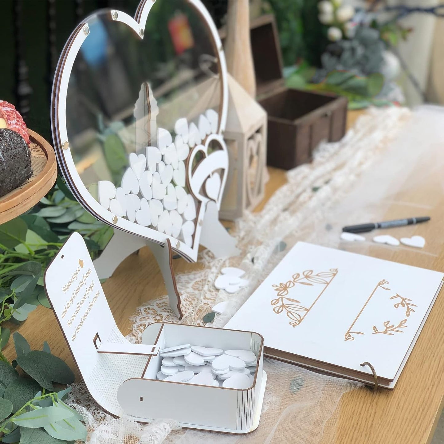 Personalized Heart Wedding Guest Book With Love Puzzle,Guestbook Alternative,Heart Shaped Wedding  Guest Signature Frame