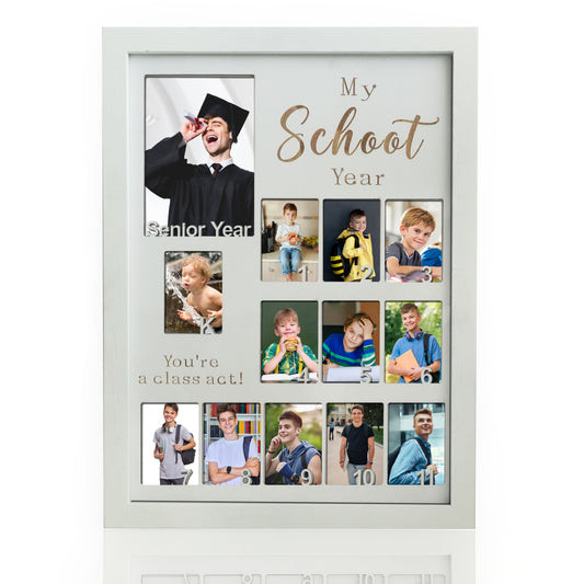 Personalized School Years Photo Frame,Pre K-12  Grade School Picture Frame,School Photo Keepsake, Display Graduation Memory Board