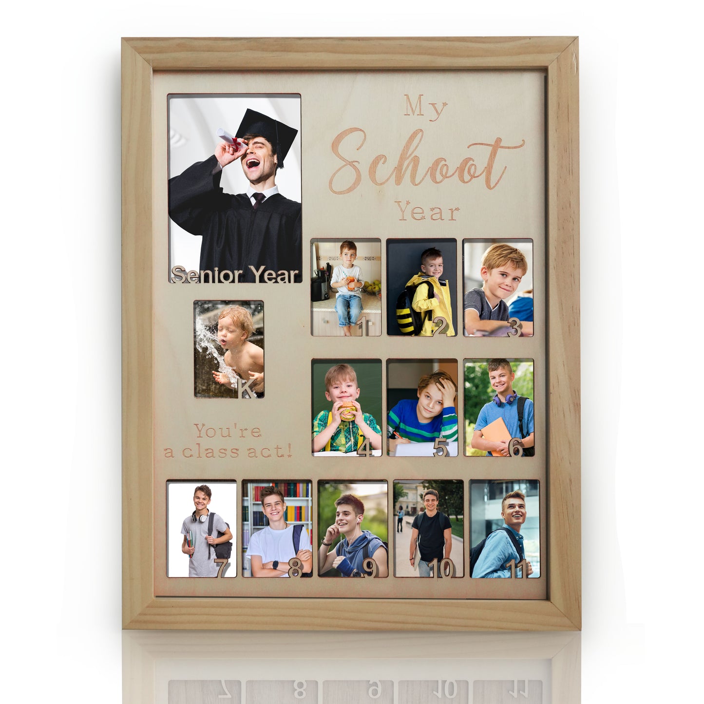 Personalized School Years Photo Frame,Grade School  Picture Frame,Pre K to Graduation School Picture Frame, Graduation Gift