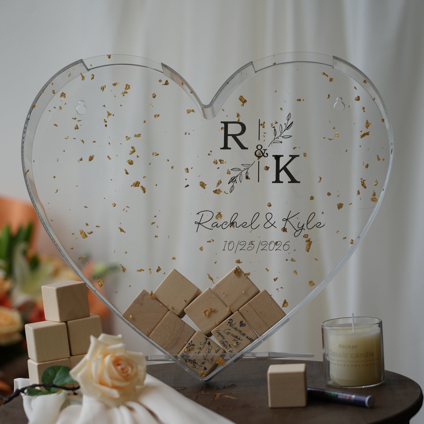 Personalized Wedding Guest Book,Engraved Photo Book, Bridal Shower Album Gifts,Engagement and Anniversary  Scrapbook, Anniversary Gift