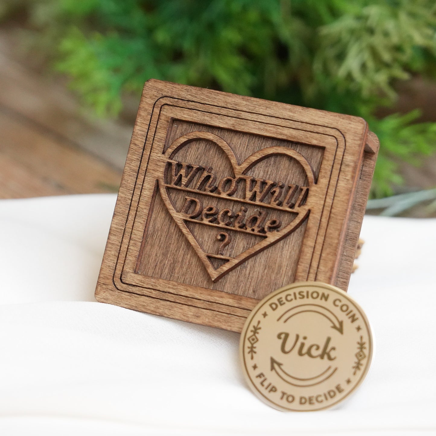 Personalized Decision Coin Gift - Custom Flip Coin for Couples, Handmade Brass Coin for Him or Her,Funny Anniversary Gift – Date Night Idea