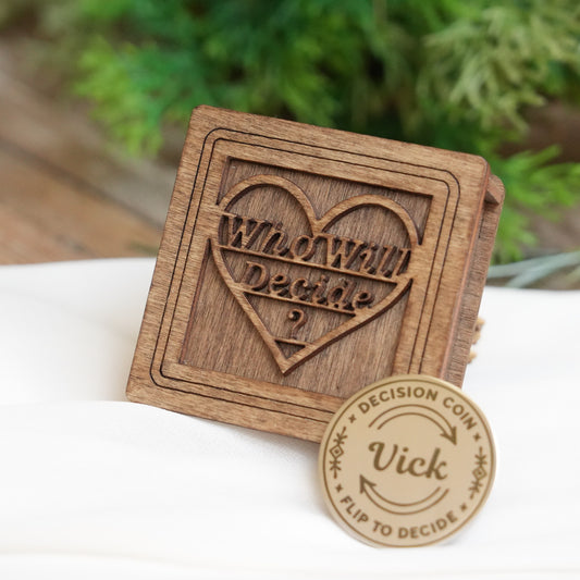 Personalized Decision Coin Gift - Custom Flip Coin for Couples, Handmade Brass Coin for Him or Her,Funny Anniversary Gift – Date Night Idea