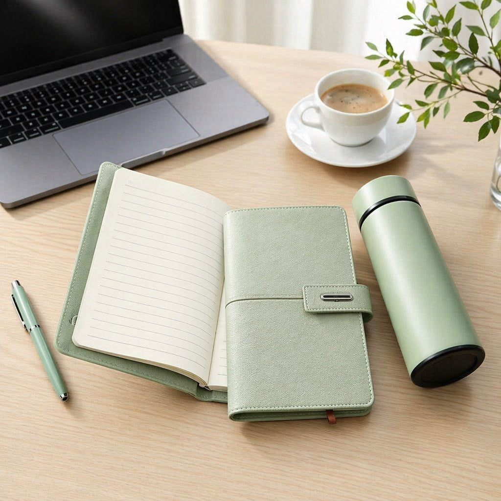 Custom Engraved Leather Notebook & Matching Pen Set,  Personalized End of Year Teacher Thank You Gift, Custom  Graduation Keepsake