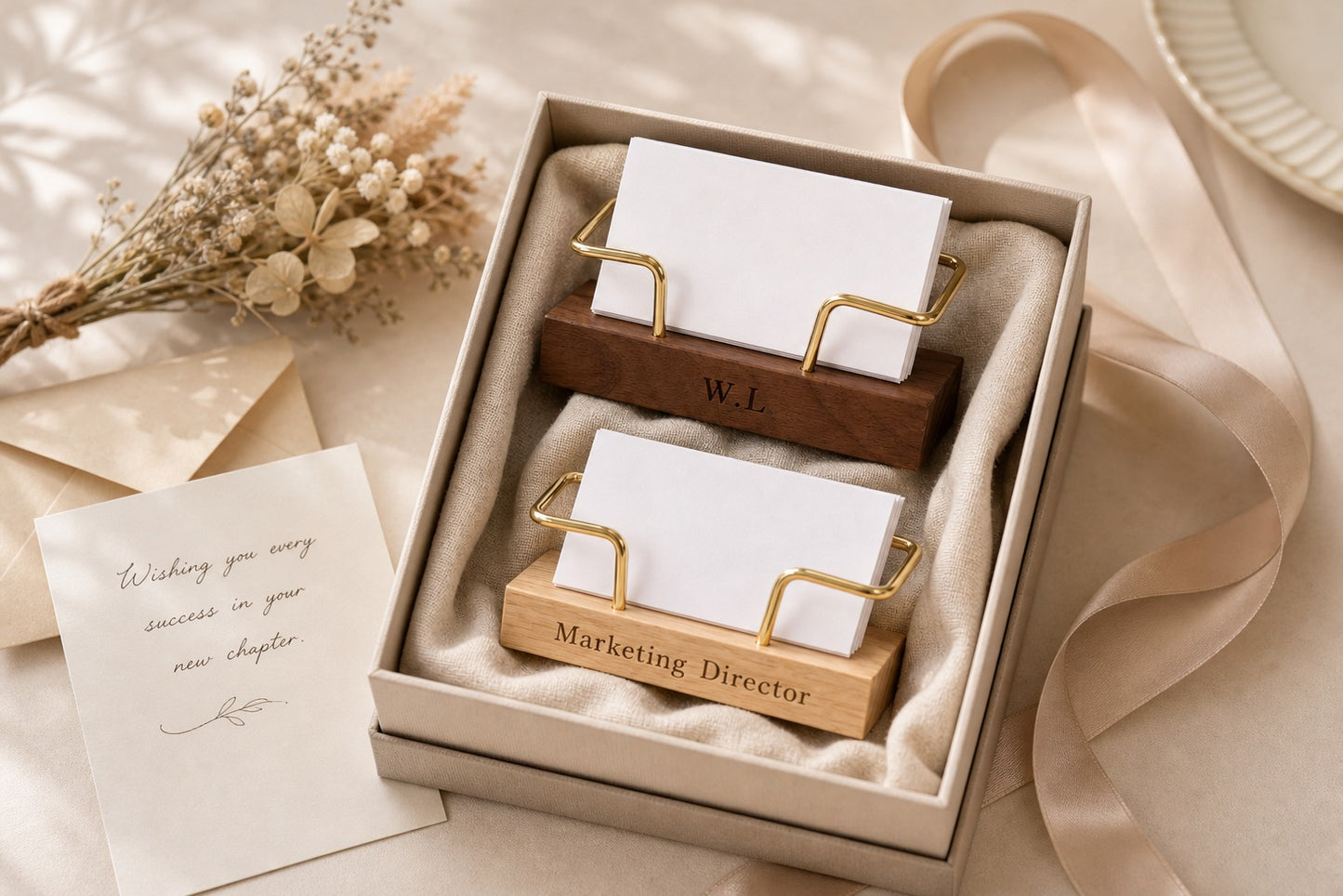 Custom Wooden Business Card Holder for Desk, Corporate Office Gift,Engraved Card Display, Gifts for Boyfriend,Traditional Office Decor