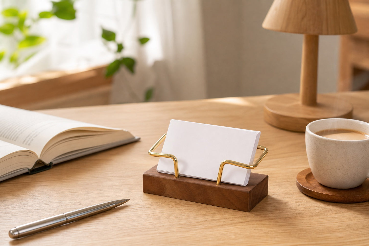 Custom Wooden Business Card Holder for Desk, Corporate Office Gift,Engraved Card Display, Gifts for Boyfriend,Traditional Office Decor