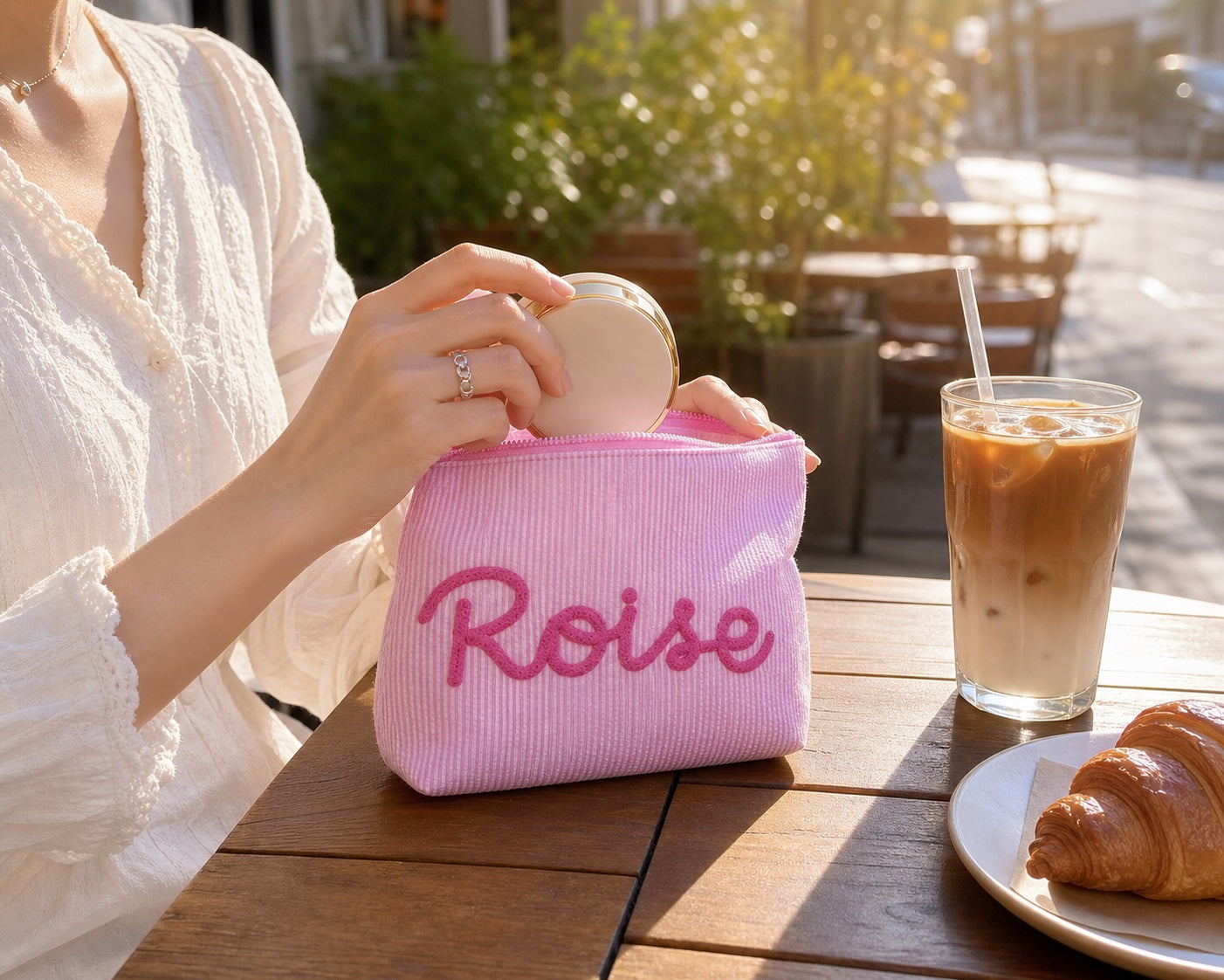 Custom Makeup Bag,Seersucker Cosmetic Pouch, Chenille Name Makeup Bag,Bag For Travelling, Gifts For Girlfriend