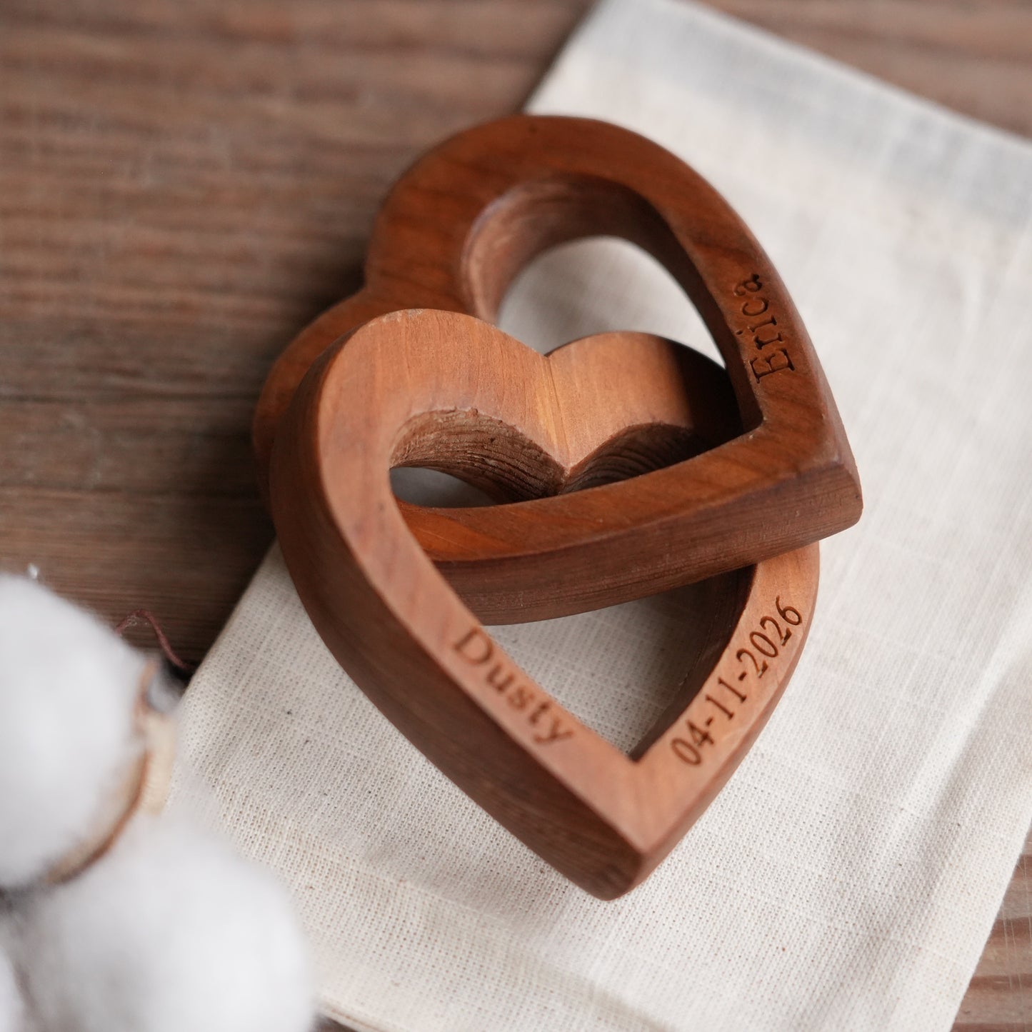 Personalized Infinity Heart Sculpture,Valentine’s Day Gift, Romantic Couple Keepsake,Anniversary Present, Gift For Wedding, Engraved Wooden Gift