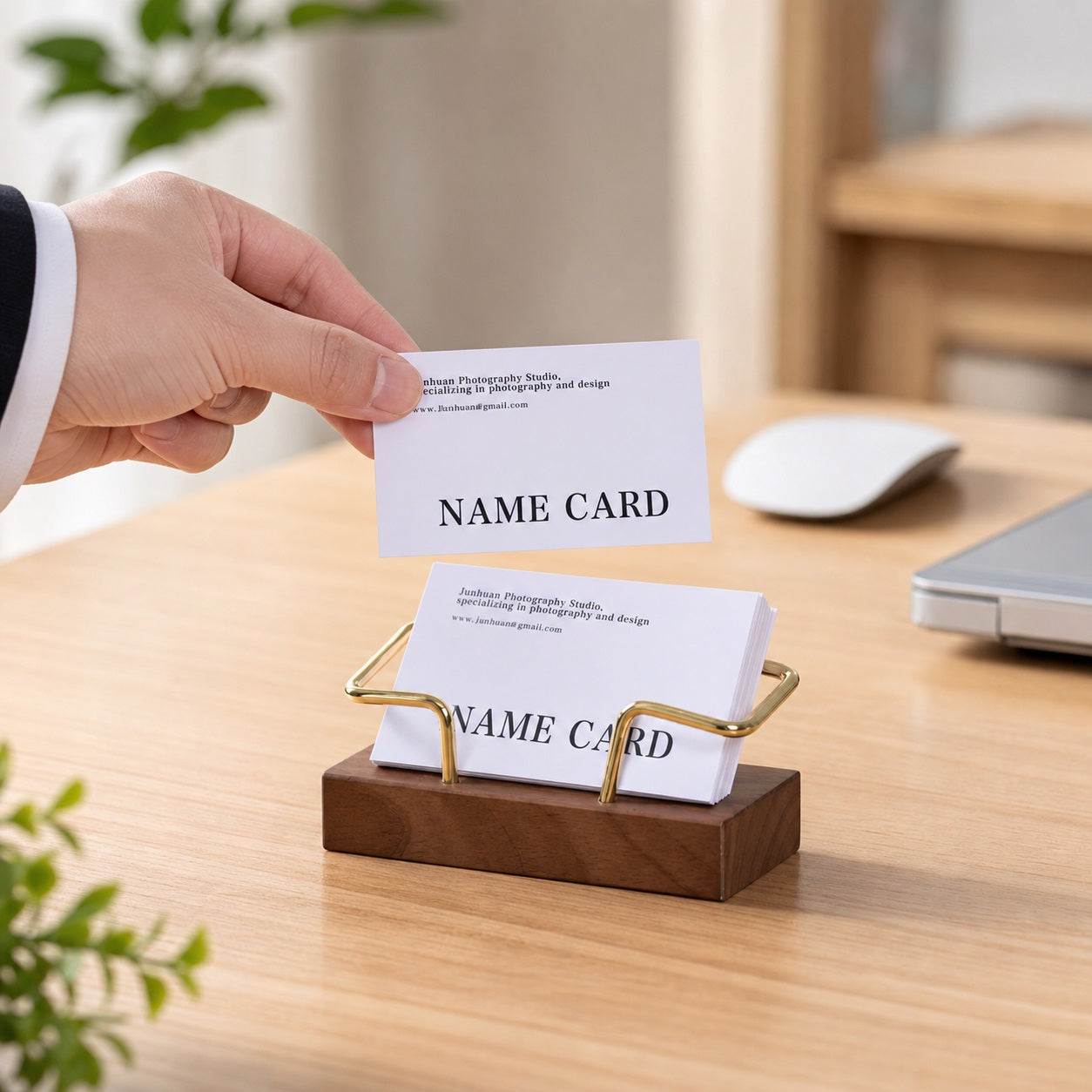 Custom Wooden Business Card Holder for Desk, Corporate Office Gift,Engraved Card Display, Gifts for Boyfriend,Traditional Office Decor