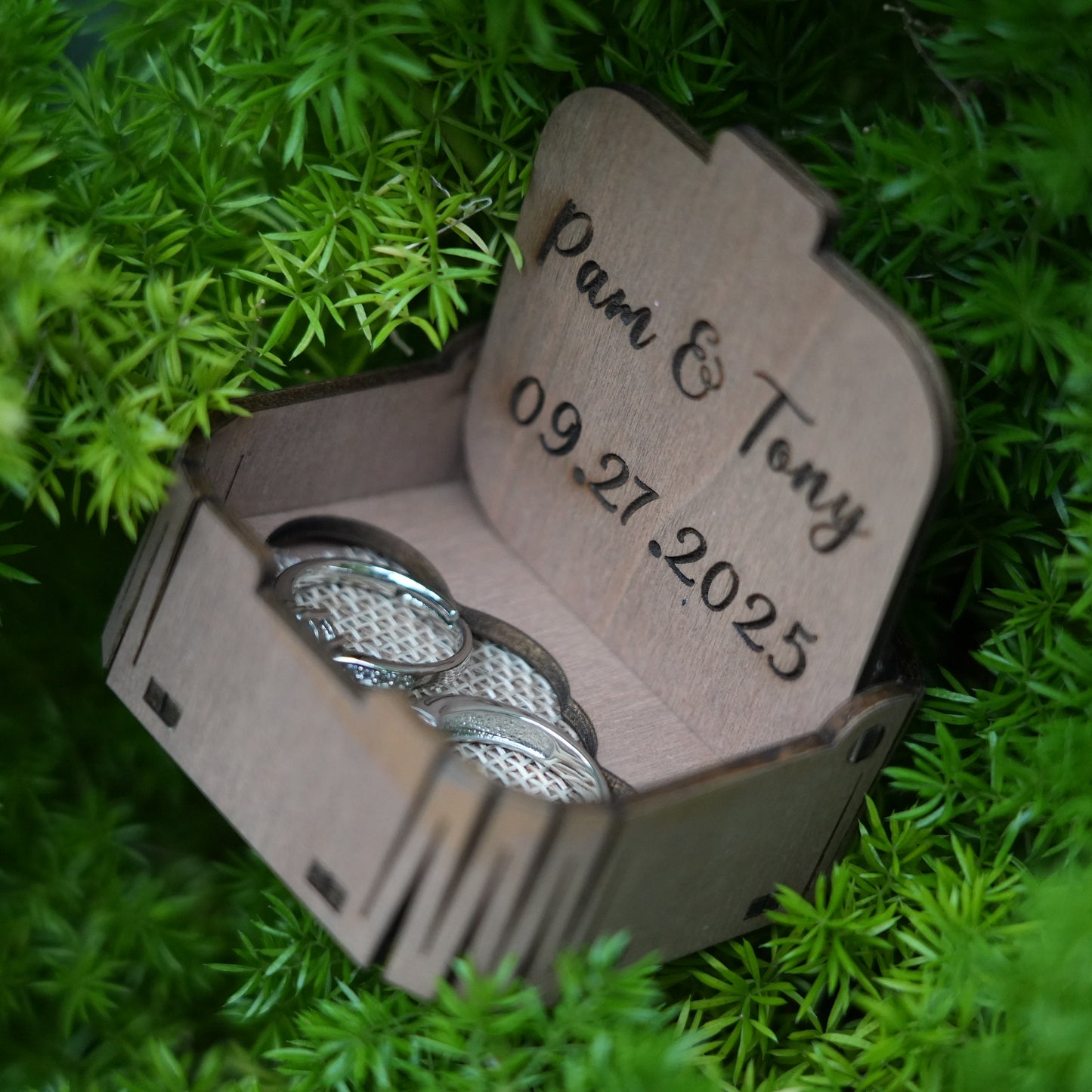 Custom Wooden Ring Box,Wedding Ceremony Ring  Box,Square Ring Bearer,Bridal Gift For Her,Proposal  Ring Box Holder