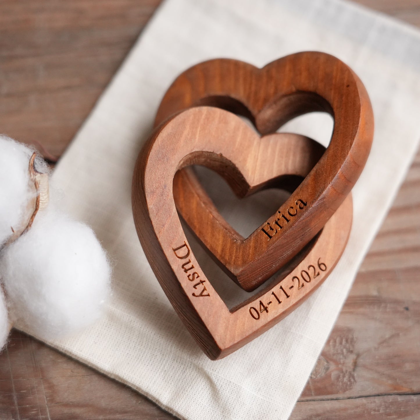 Personalized Infinity Heart Sculpture,Valentine’s Day Gift, Romantic Couple Keepsake,Anniversary Present, Gift For Wedding, Engraved Wooden Gift