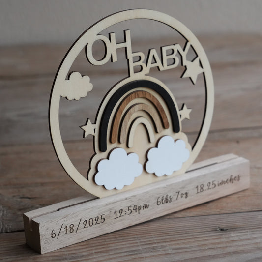 Custom Baby Birth Standing sign,Wooden Sign For Birth,Birth Details,Gift For Birth,Personalized Nursery Decor,New Parent Gift,Baby Birth Ornament