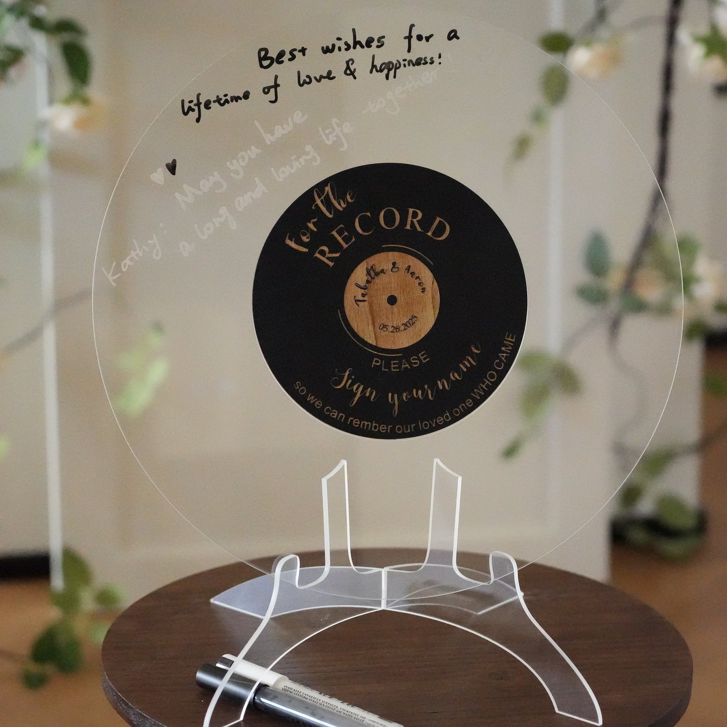Personalized Acrylic Wedding Guest Book,Round Message Board,Acrylic Wedding Decor,Rustic Wedding  Sign,Photo Guest Book