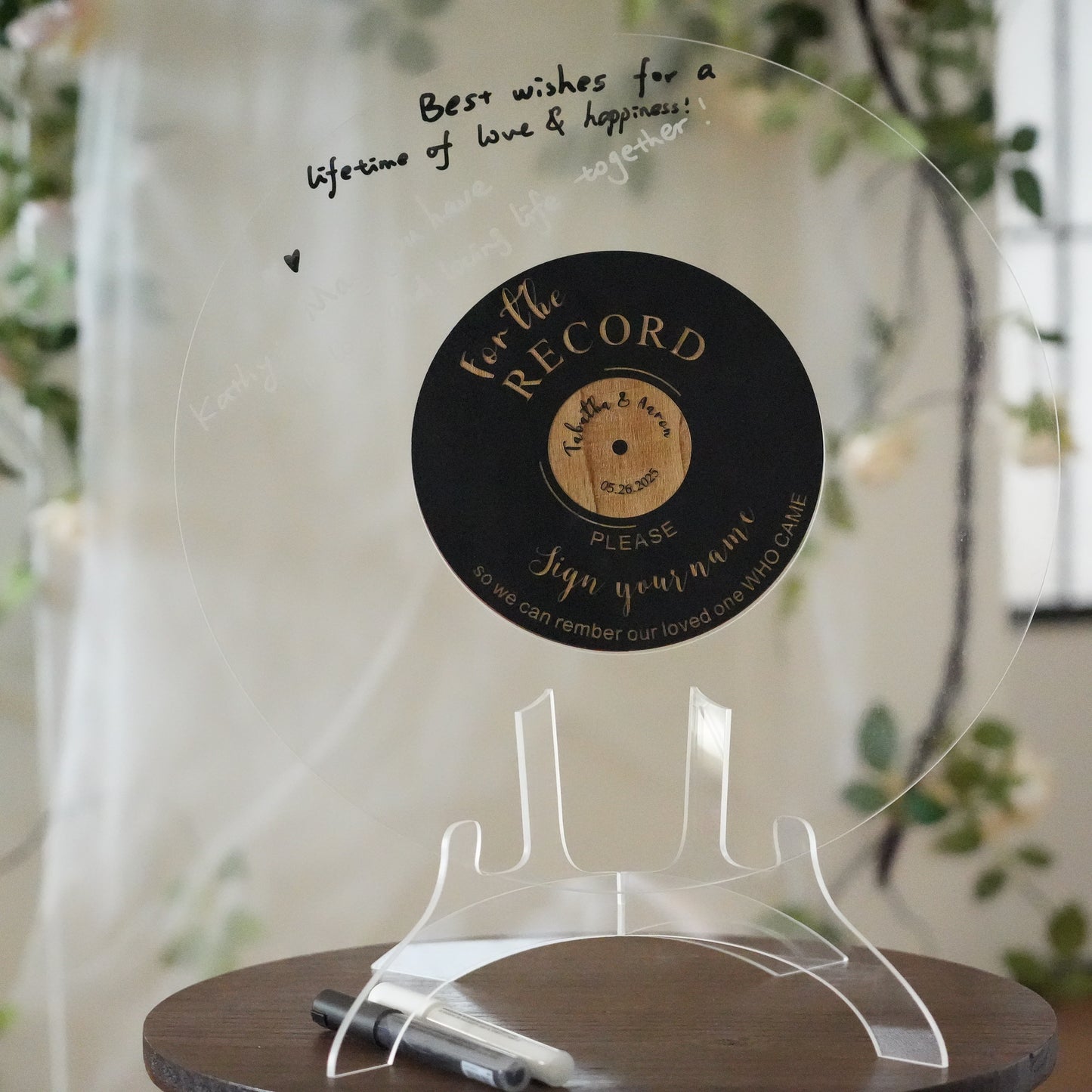 Personalized Acrylic Wedding Guest Book,Round Message Board,Acrylic Wedding Decor,Rustic Wedding  Sign,Photo Guest Book