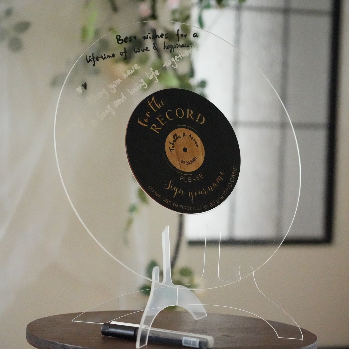 Personalized Acrylic Wedding Guest Book,Round Message Board,Acrylic Wedding Decor,Rustic Wedding  Sign,Photo Guest Book