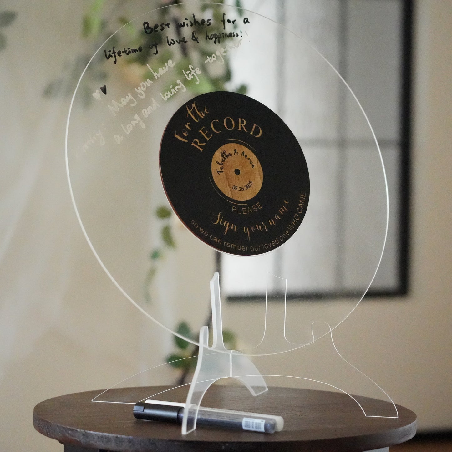 Personalized Acrylic Wedding Guest Book,Round Message Board,Acrylic Wedding Decor,Rustic Wedding  Sign,Photo Guest Book