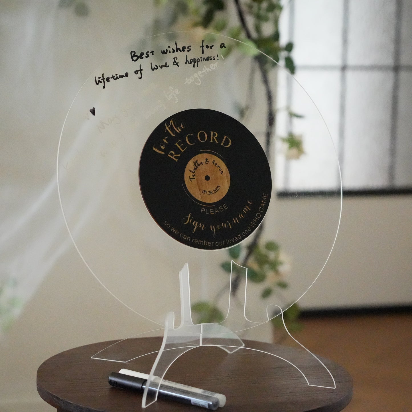 Personalized Acrylic Wedding Guest Book,Round Message Board,Acrylic Wedding Decor,Rustic Wedding  Sign,Photo Guest Book