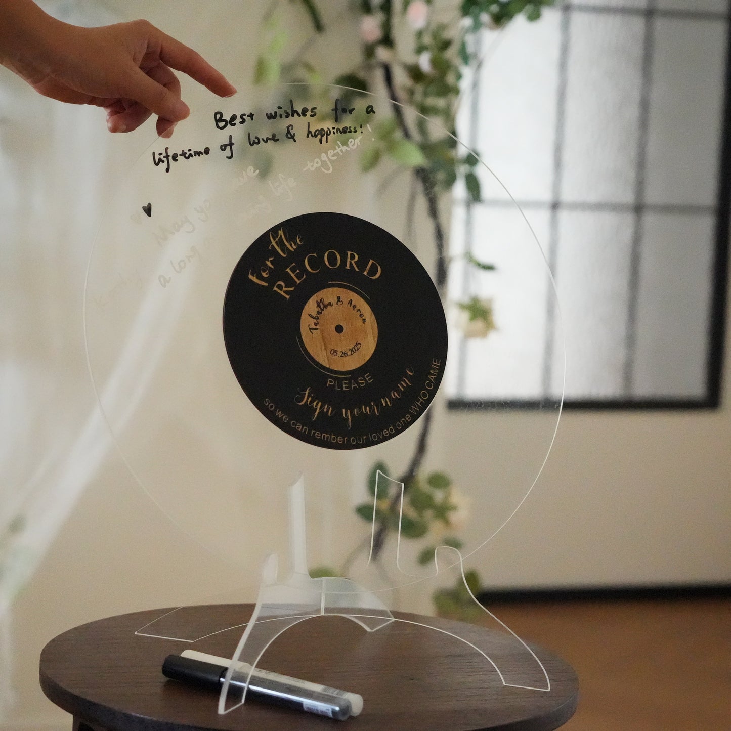 Personalized Acrylic Wedding Guest Book,Round Message Board,Acrylic Wedding Decor,Rustic Wedding  Sign,Photo Guest Book