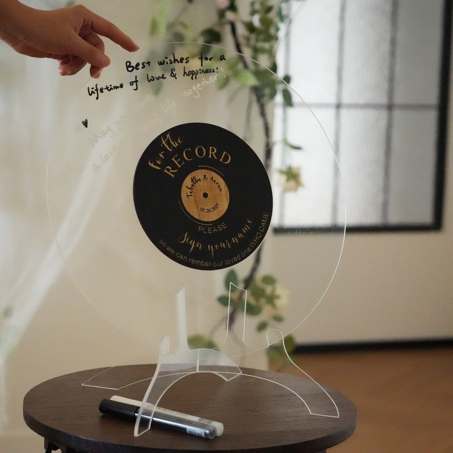 Personalized Acrylic Wedding Guest Book,Round Message Board,Acrylic Wedding Decor,Rustic Wedding  Sign,Photo Guest Book