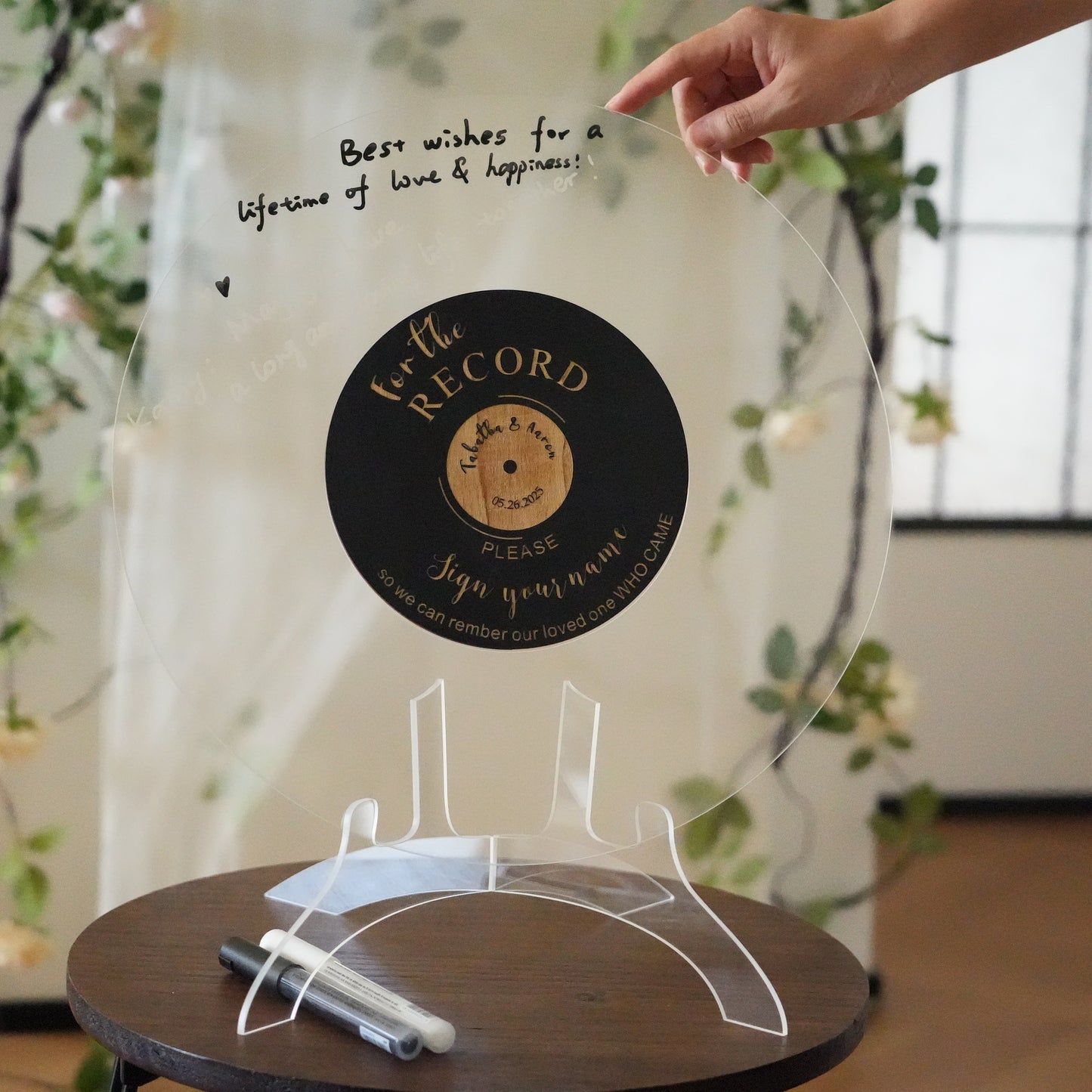 Personalized Acrylic Wedding Guest Book,Round Message Board,Acrylic Wedding Decor,Rustic Wedding  Sign,Photo Guest Book