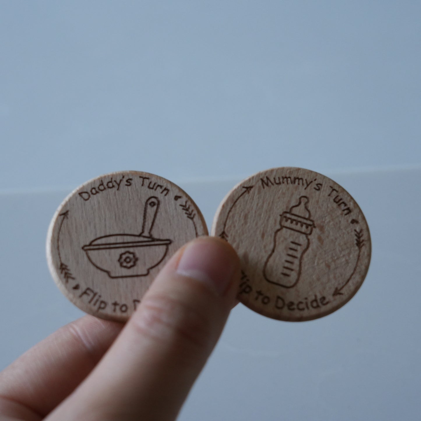 Personalized Baby Decision Coin With Bag,Engraved Parent Gift,New Mum Baby shower,Decision Flip Coin,New Baby Gift,Wooden Decision Maker