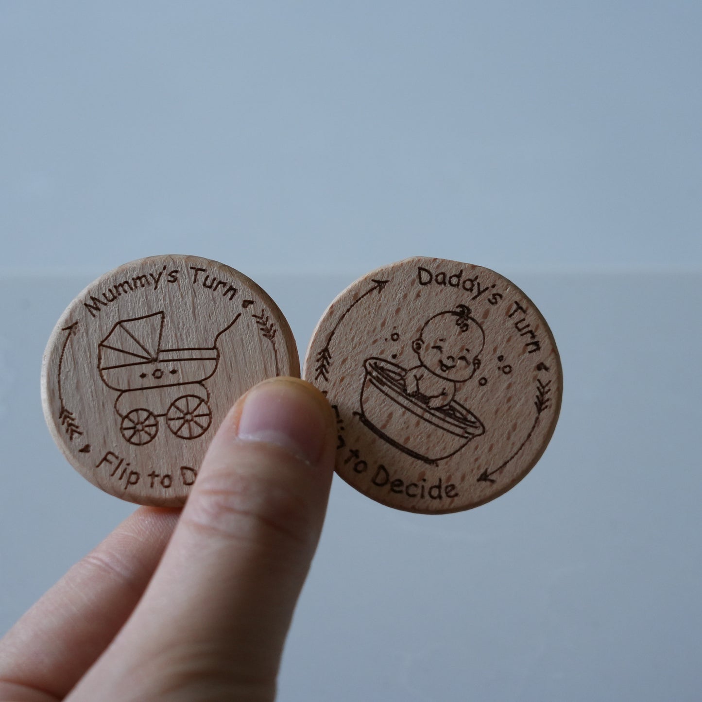 Personalized Baby Decision Coin With Bag,Engraved Parent Gift,New Mum Baby shower,Decision Flip Coin,New Baby Gift,Wooden Decision Maker