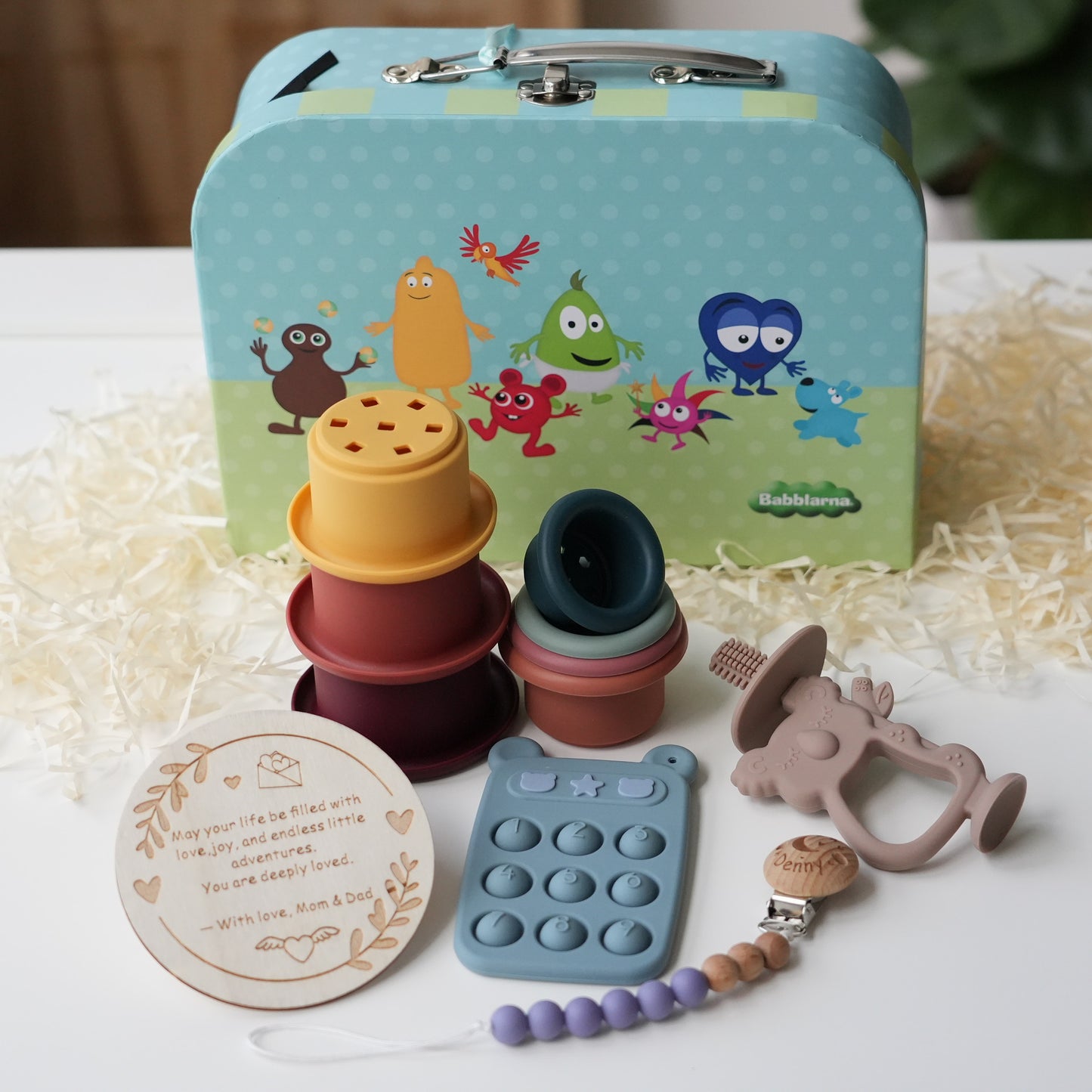 Engraved Silicone Toy With Metal Box,Baby Grinding  Teeth Toys,Baby Shower Gift,First Teething Toy,Sensory  Teether Food Grade Silicone