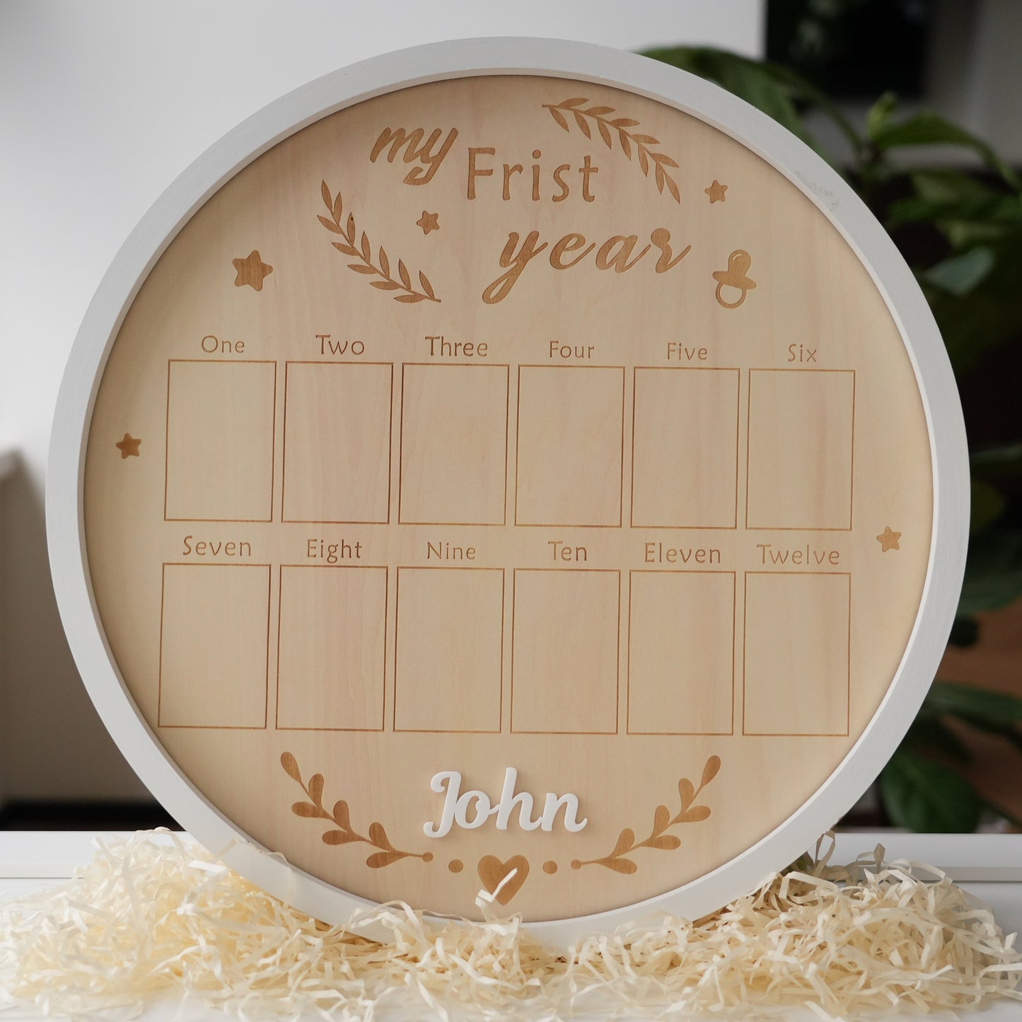 Personalized Baby First Year Photo Frame,Newborn  To One Year Photo Frame,New Baby Gift,Baby Monthly  Milestone Picture Frame
