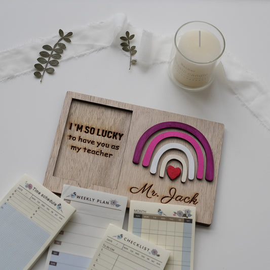 Personalized Wooden Sticky Note Holder With Name,End Of The Year Present,Classroom Desk  Gift,Teacher Appreciation Gift