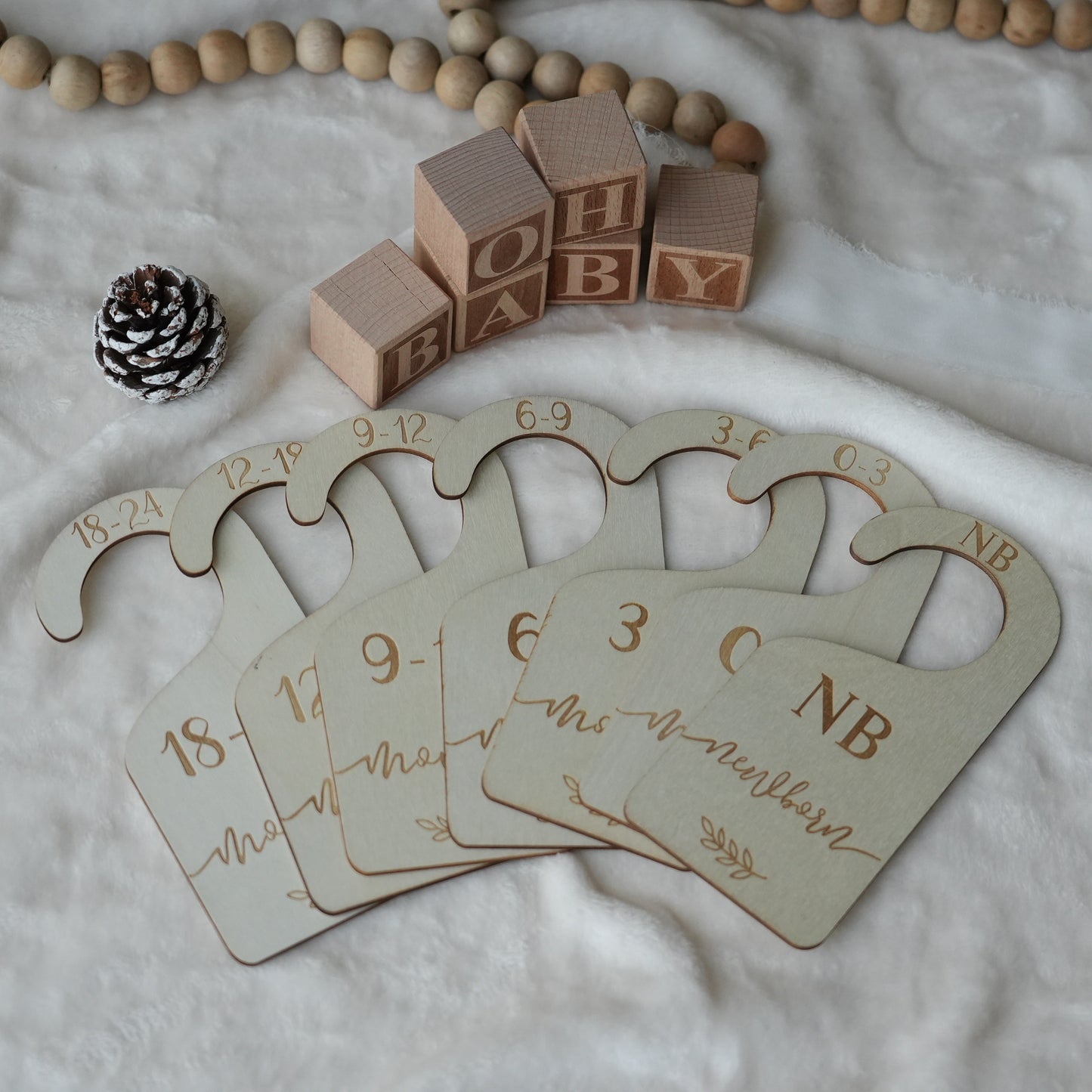 Wooden Baby Nursery Closet Dividers,Baby Shower Gift Ideas,Clothes Size Markers for Babies,Wood Wardrobe Divider